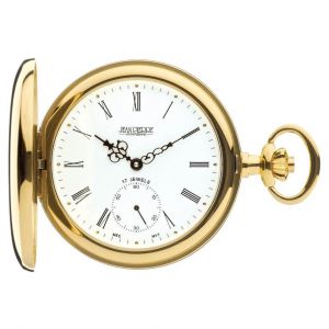 Gold Toned Full Hunter Mechanical Pocket Watch With Roman Numerals