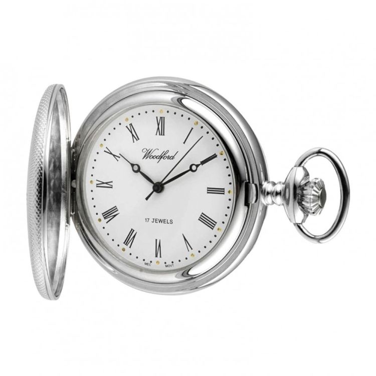 Chrome Plated 17 Jewel Mechanical Half Hunter Pocket Watch